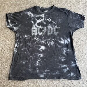 AC/DC High Voltage Shirt Mens XL Black Gray Tie Dye Graphic Rock Band Tee